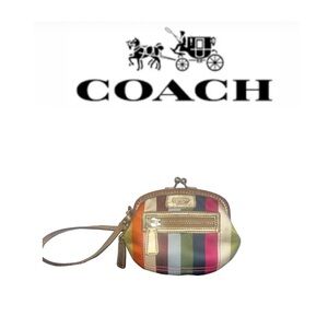 Coach Legacy Striped Kisslock Coin Pouch